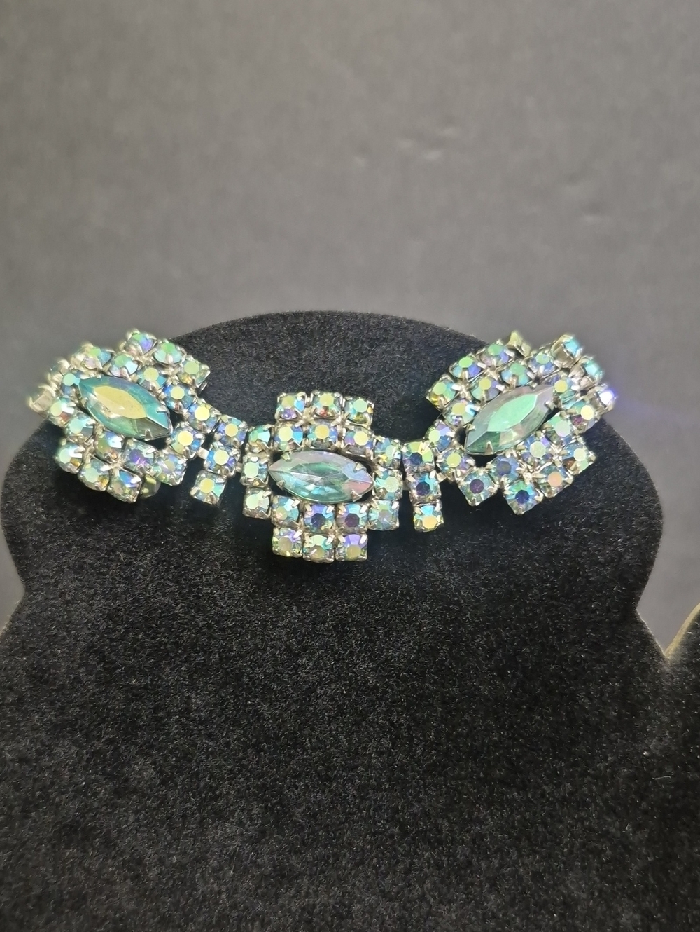 Aurora Crystal Rhinestone Bracelet Iridescent Aqua Blue